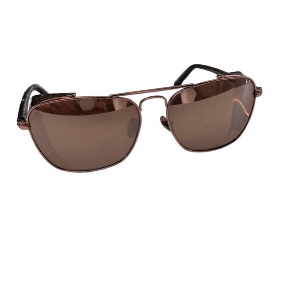 Linda Farrow Rose Gold Titanium Snakeskin Folding Blinker Aviator Sunglasses main image 6
